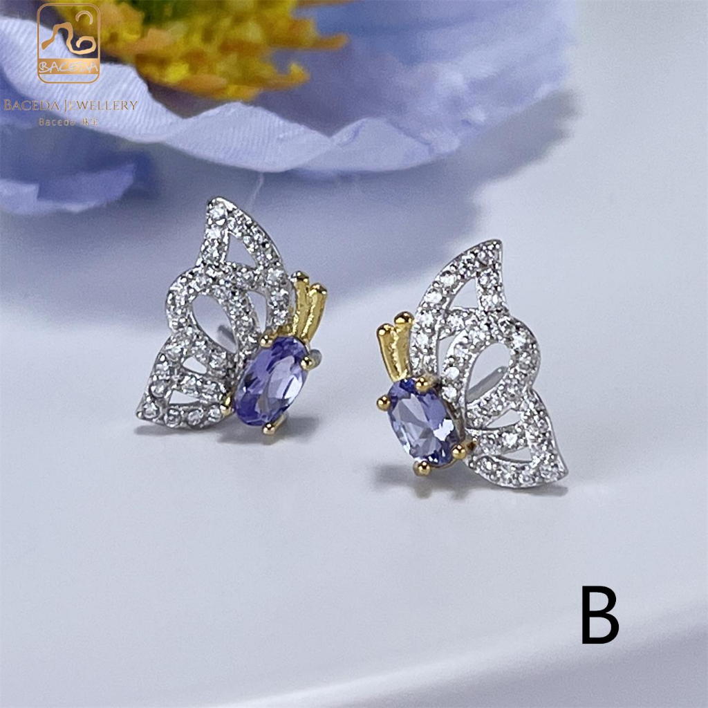 Khuyên Tai Tanzanite S925 3mm Thiết Kế Độc Đáo