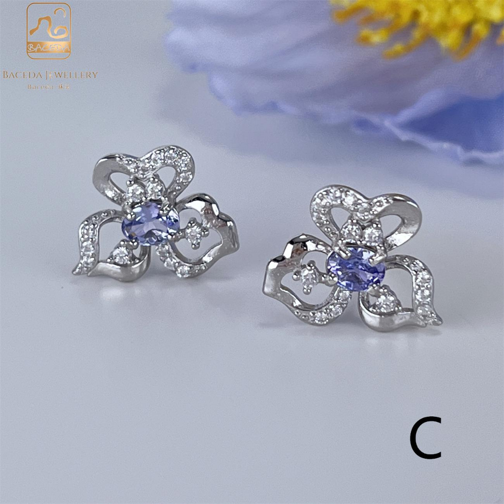 Khuyên Tai Tanzanite S925 3mm Thiết Kế Độc Đáo