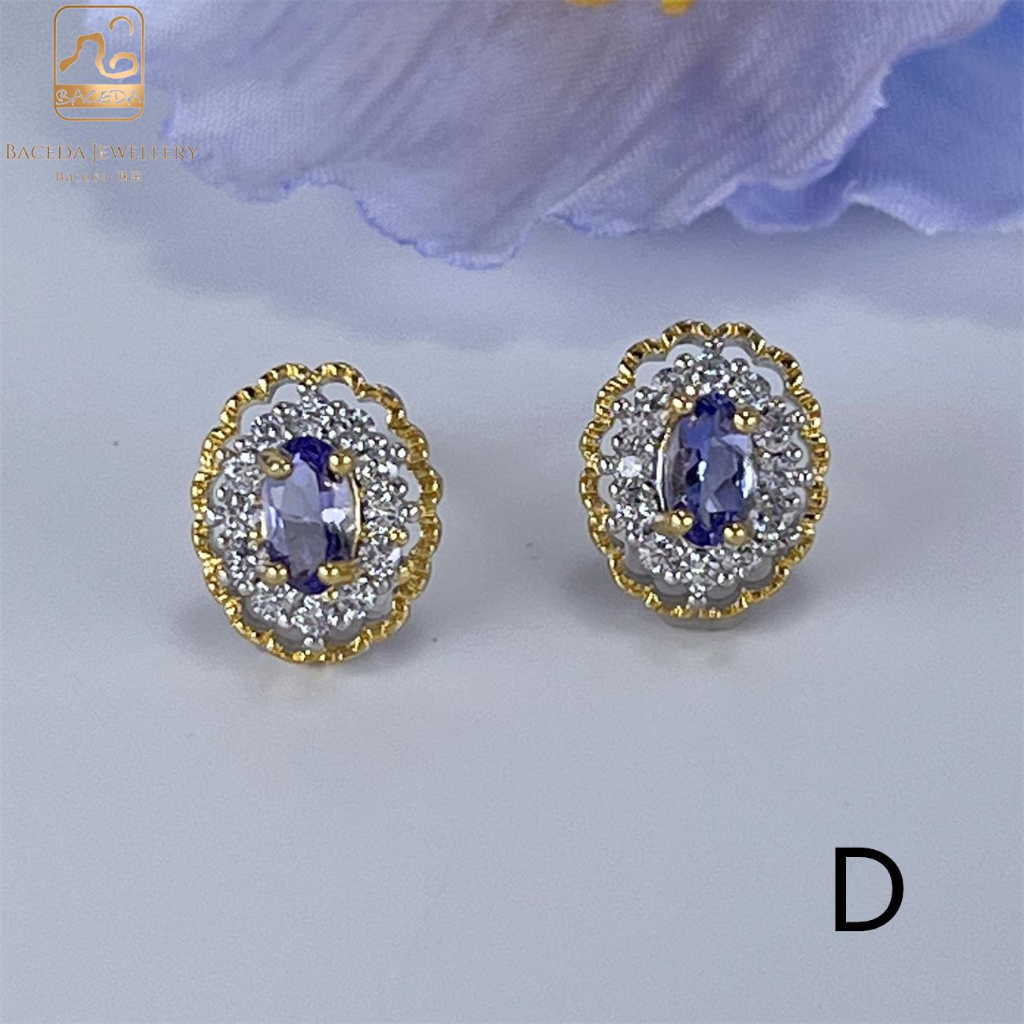 Khuyên Tai Tanzanite S925 3mm Thiết Kế Độc Đáo