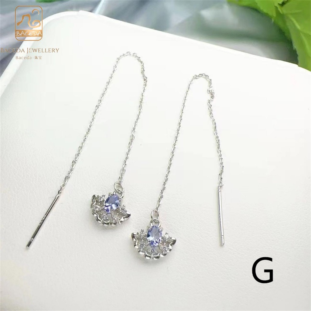 Khuyên Tai Tanzanite S925 3mm Thiết Kế Độc Đáo