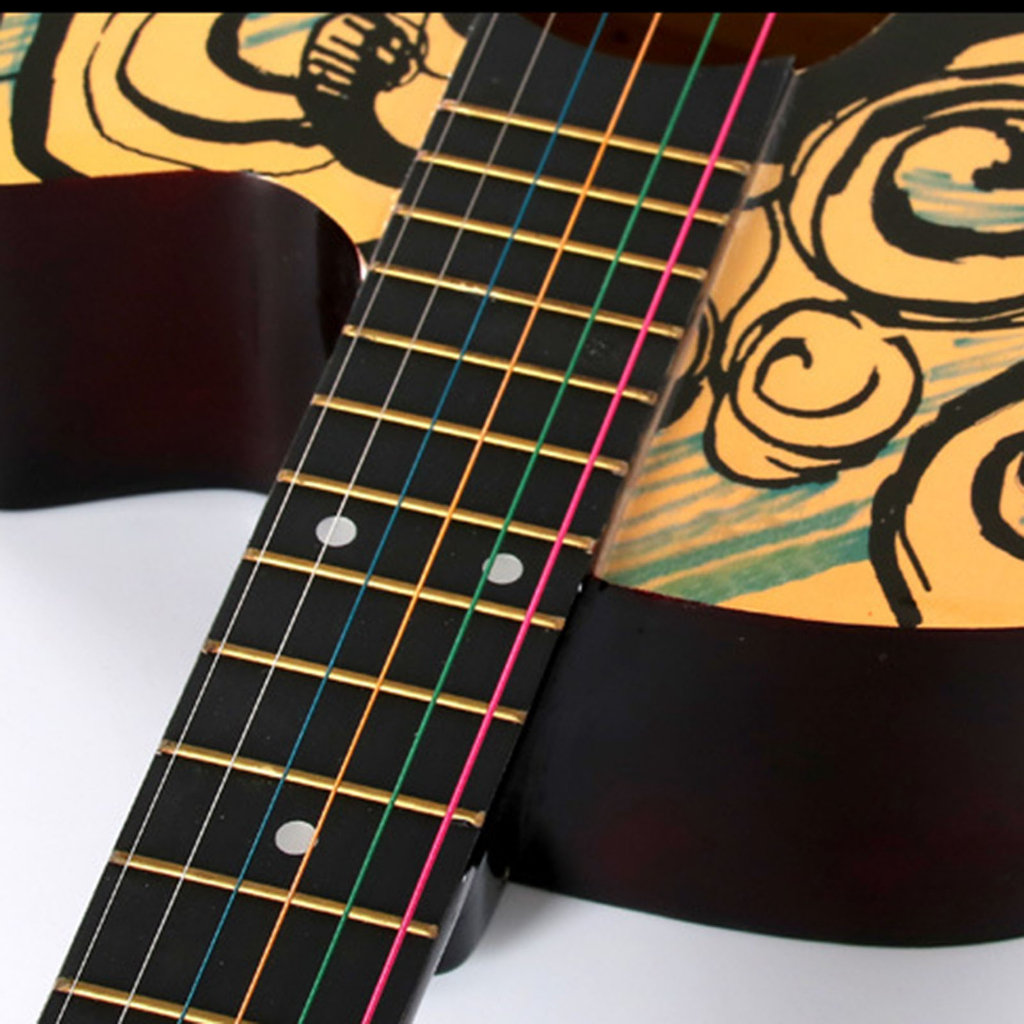 Đàn Guitar Gỗ 38in Graffiti Hoa Văn Mật Độ Cao Acoustic Cho Người Mới Bắt Đầu  AKOASM