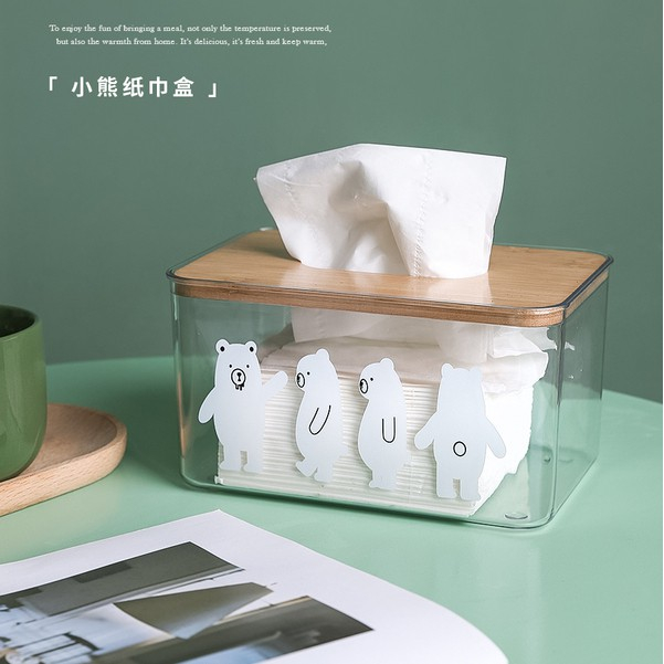 Ins Gấu Bắc Cực Hộp Giấy Trong Suốt Phòng Ngủ Cô Gái Trang Trí Hộp Bảo Quản Đa Năng Ô Tô Hộp Đựng Khăn Giấy