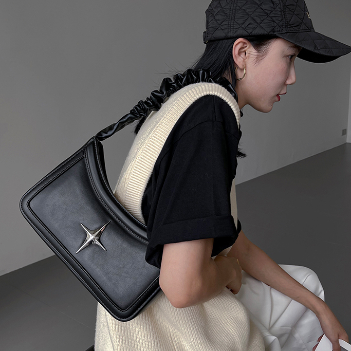 JUST STAR Túi Đeo Vai Da PU Cao Cấp Họa Tiết Ngôi Sao Đơn Giản Thời Trang Cho Nữ