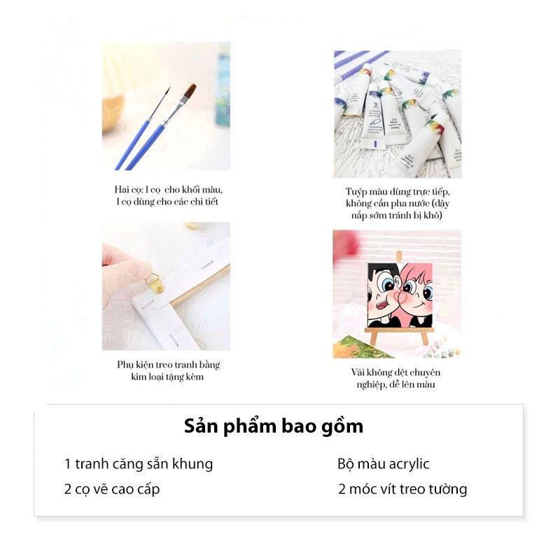 P&K DIY Digital Oil Painting Tranh tô màu theo số Tranh sơn dầu số hoá 20x20 Theo Yêu Cầu