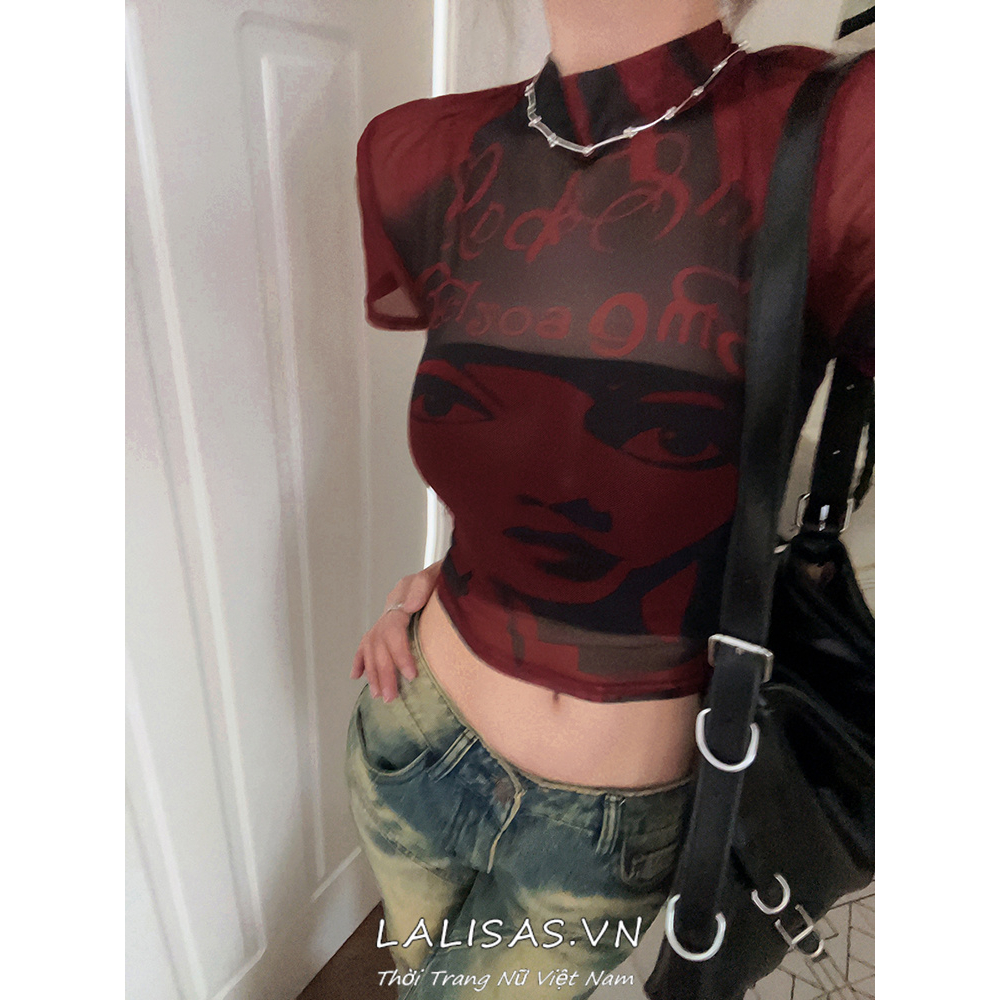 Áo Thun Tay Ngắn Dáng Ôm In Hình Cô Gái y2k Thời Trang Đường Phố Mỹ Cá Tính Cho Nữ