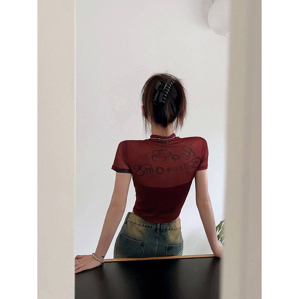 Áo Thun Tay Ngắn Dáng Ôm In Hình Cô Gái y2k Thời Trang Đường Phố Mỹ Cá Tính Cho Nữ