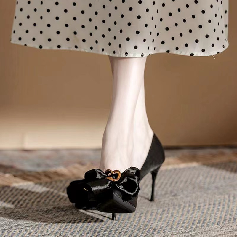 Xăng Đan Cao Gót Mũi Nhọn Màu Đen Thời Trang Mùa Hè Dành Cho Nữ