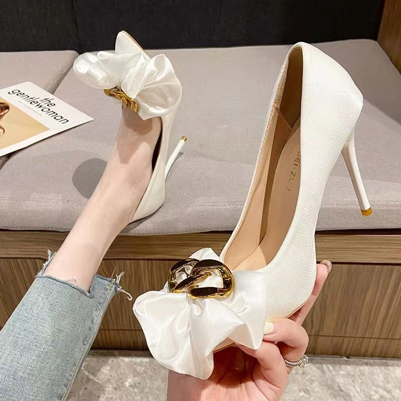 Xăng Đan Cao Gót Mũi Nhọn Màu Đen Thời Trang Mùa Hè Dành Cho Nữ