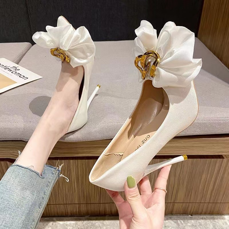 Xăng Đan Cao Gót Mũi Nhọn Màu Đen Thời Trang Mùa Hè Dành Cho Nữ