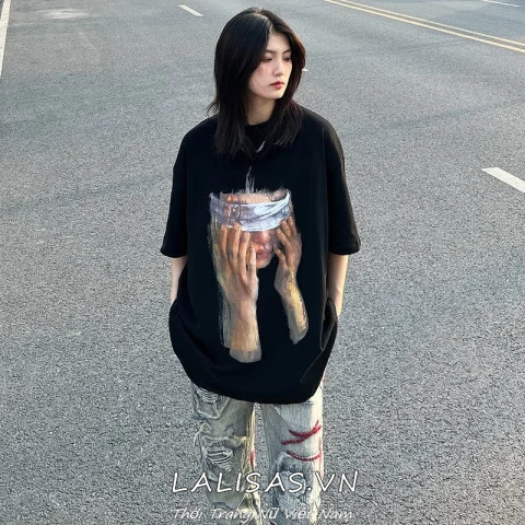 Áo Thun Nữ Tay Ngắn Dáng Rộng Có In Hình Cá Tính
