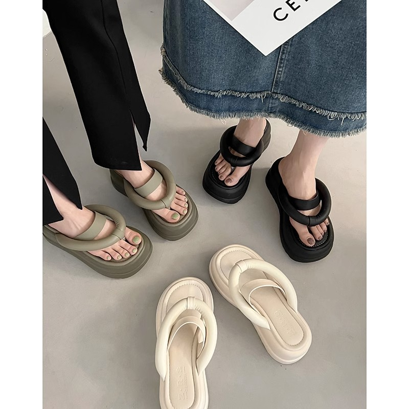 Huaqoo Dép bánh mì guốc dép giày nữ Màu Sắc Đơn Giản Thoải Mái Cao Gót Chống Trơn Trượt dép đế xuồng 27ZHDLX062802