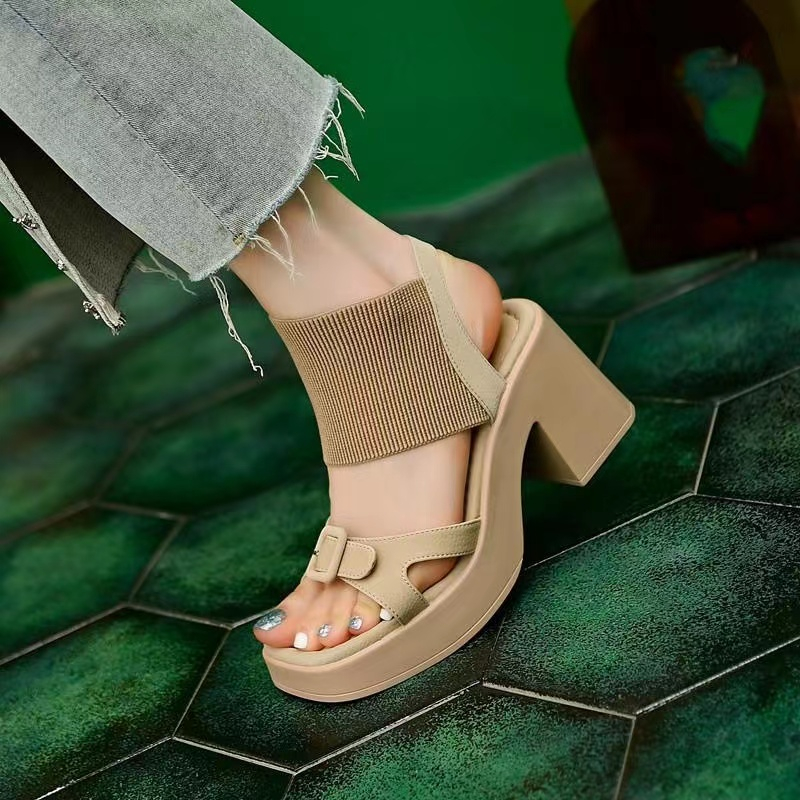 Dép Sandal Đế Dày Mũi Vuông Thời Trang Hàn Quốc 2023 Dễ Thương Cho Nữ