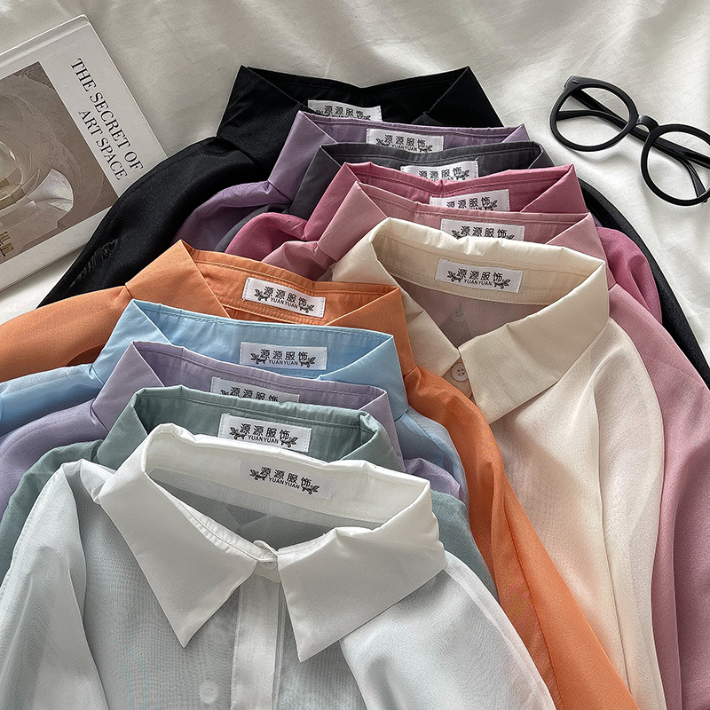 Áo Sơ Mi Nữ Dài Tay Dáng Rộng Phong Cách Hàn Quốc Baju Baju Wanita Lengan Panjang Hàng Mới Có Sẵn