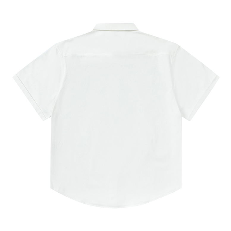 Áo Sơ Mi Ngắn Tay Dáng Rộng Thêu Hình Trái Tim Nhiều Màu Sắc Phong Cách Unisex