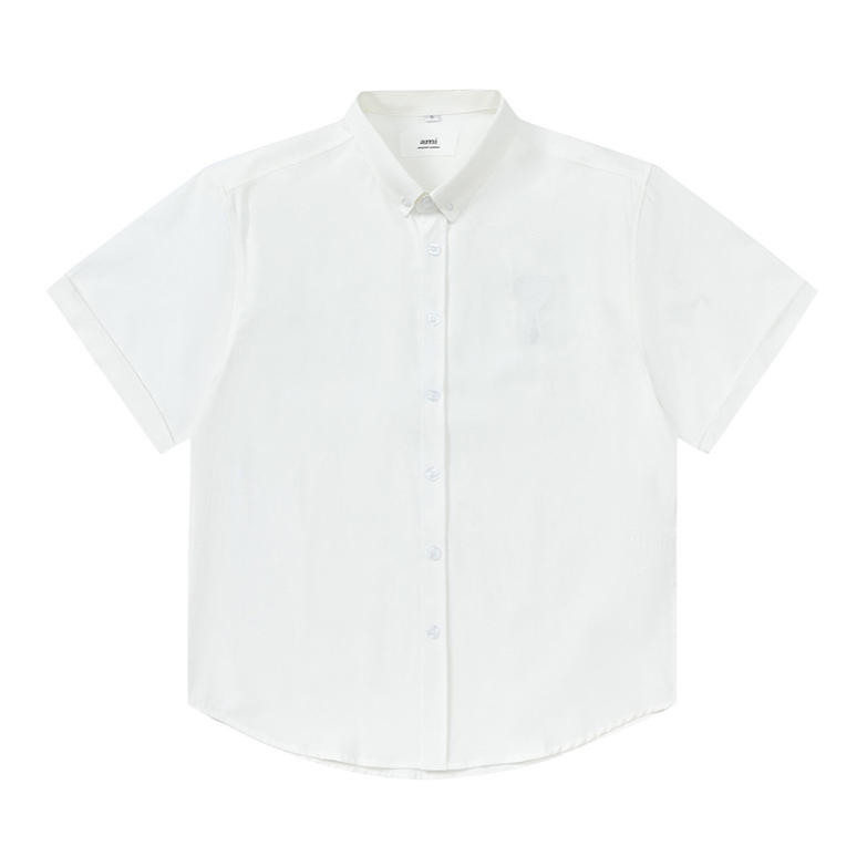 Áo Sơ Mi Ngắn Tay Dáng Rộng Thêu Hình Trái Tim Nhiều Màu Sắc Phong Cách Unisex