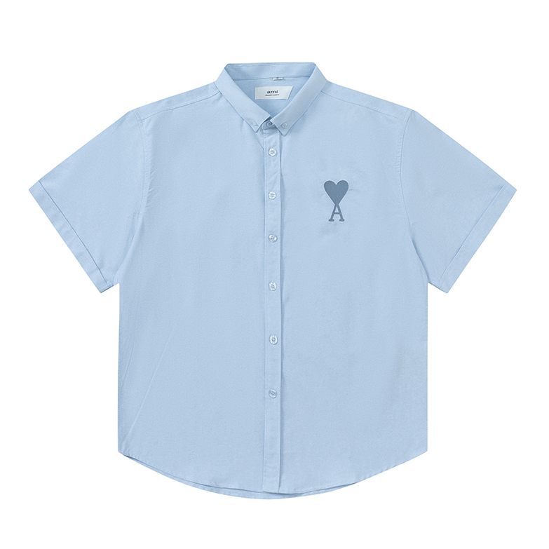 Áo Sơ Mi Ngắn Tay Dáng Rộng Thêu Hình Trái Tim Nhiều Màu Sắc Phong Cách Unisex