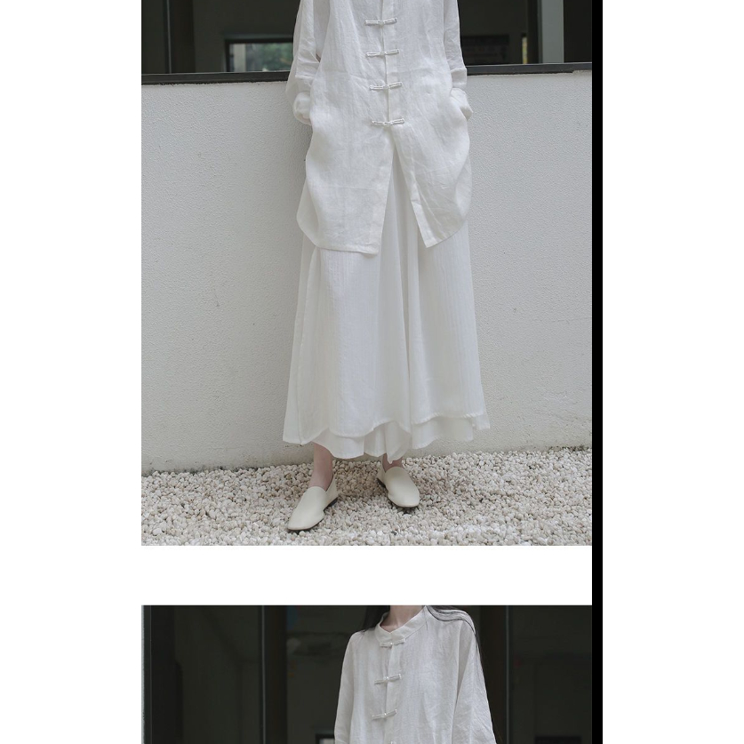 Lingyilixiu Áo Sơ Mi Trắng Dáng Rộng Cài Nút Phong Cách Hanfu Cho Nữ