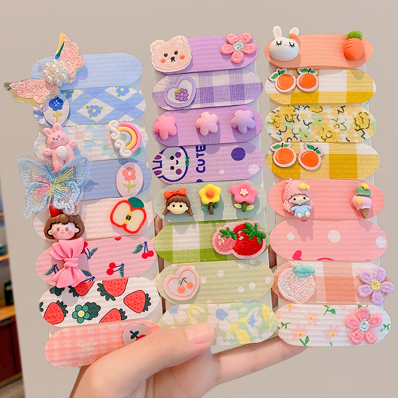 Kẹp Tóc Dạng Dán Ngắn Phong Cách Hoạt Hình Hàn Quốc Cho Bé Gái