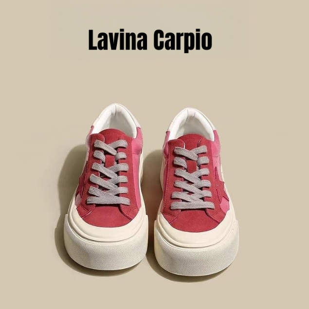 Lavina Carpio Giày Thể Thao Đế Dày Tăng Chiều Cao Màu Hồng Ngôi Sao Phong Cách retro Đơn Giản Dễ Phối Đồ Cho Nữ