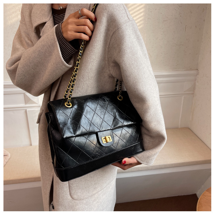 Túi đeo chéo đeo vai họa tiết kẻ sọc hình thoi phong cách đơn giản thời trang thu đông dành cho nữ