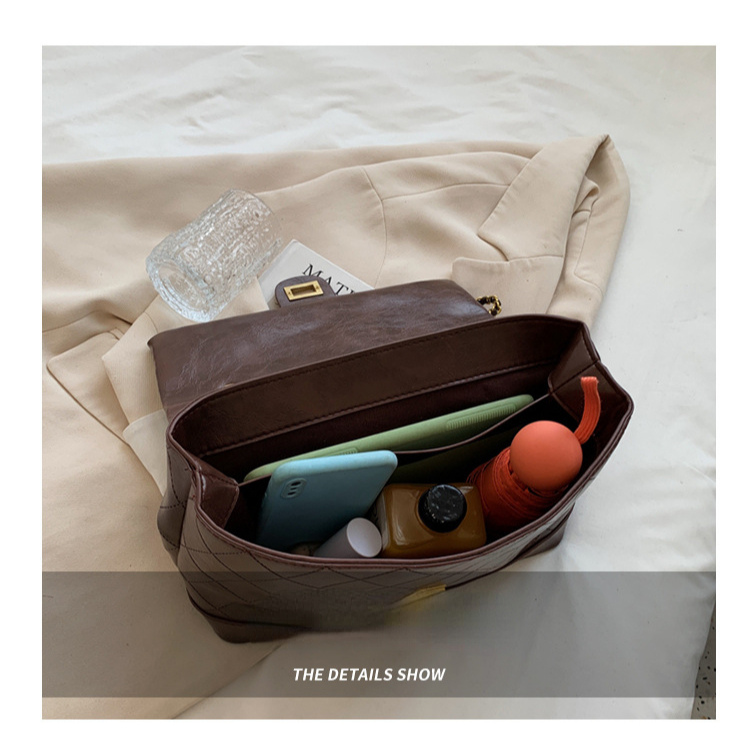 Túi đeo chéo đeo vai họa tiết kẻ sọc hình thoi phong cách đơn giản thời trang thu đông dành cho nữ