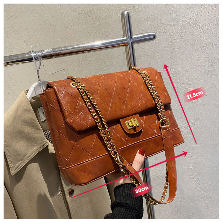 Túi đeo chéo đeo vai họa tiết kẻ sọc hình thoi phong cách đơn giản thời trang thu đông dành cho nữ