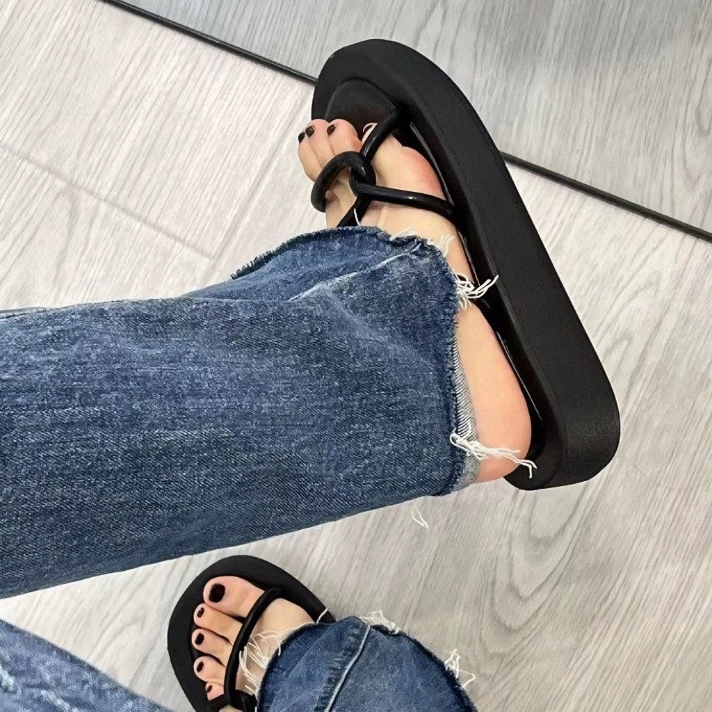 KaBaiQi Dép bánh mì guốc dép giày nữ Màu Sắc Đơn Giản Thoải Mái Cao Gót Chống Trơn Trượt dép đế xuồng 27ZHDLX062504