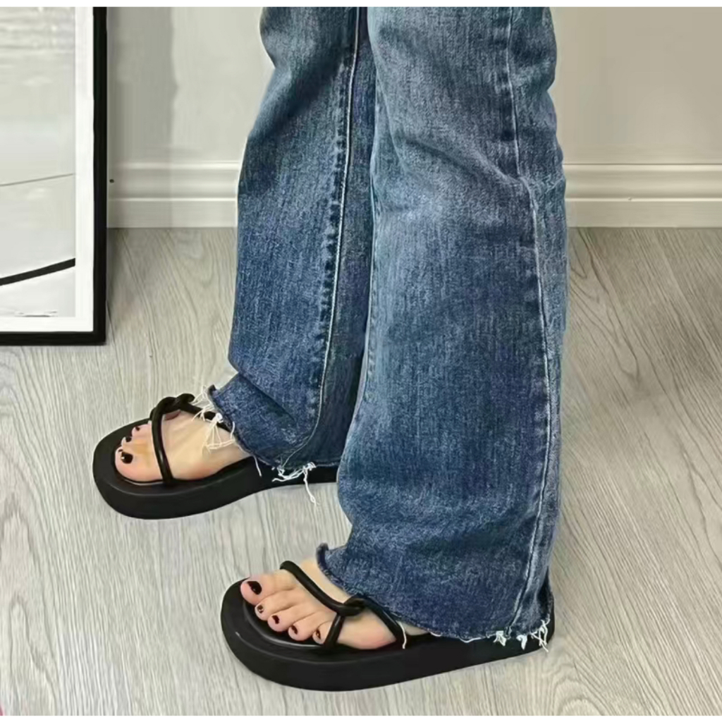 KaBaiQi Dép bánh mì guốc dép giày nữ Màu Sắc Đơn Giản Thoải Mái Cao Gót Chống Trơn Trượt dép đế xuồng 27ZHDLX062504