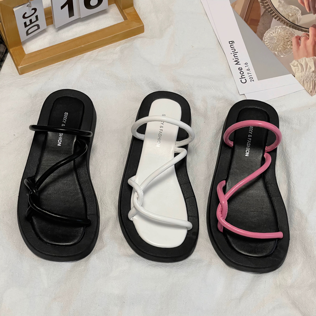 KaBaiQi Dép bánh mì guốc dép giày nữ Màu Sắc Đơn Giản Thoải Mái Cao Gót Chống Trơn Trượt dép đế xuồng 27ZHDLX062504