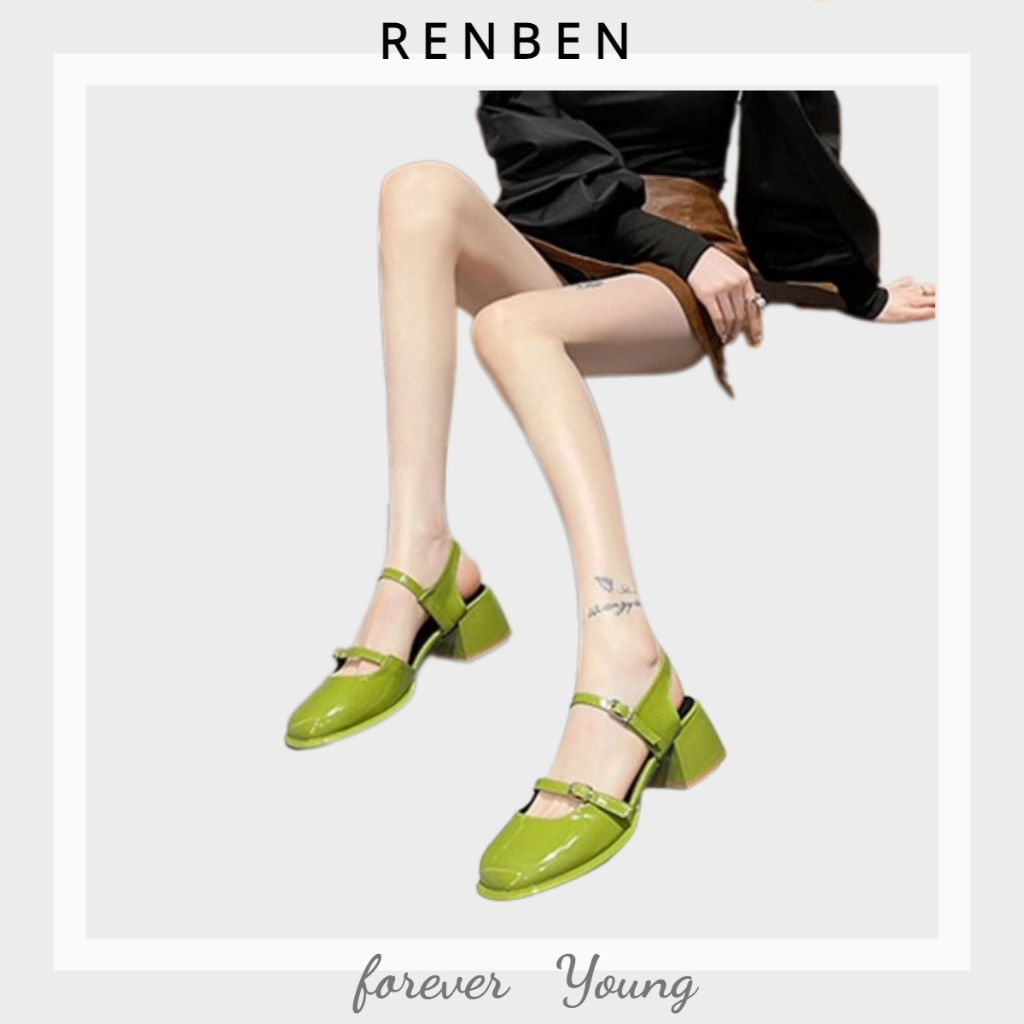 Giày Cao Gót Mũi Vuông Phong Cách retro Thời Trang Cho Nữ