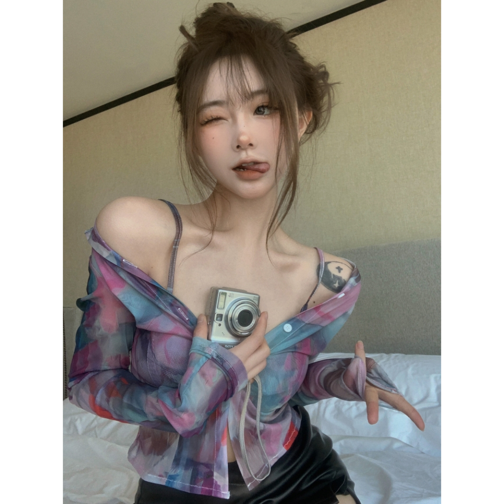 Áo Sơ Mi Cổ Chữ V Màu Gradient Phong Cách Thời Trang Hàn Quốc Dành Cho Nữ