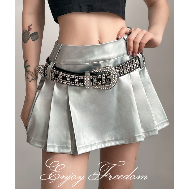 Enjoy Freedom Chân Váy Xếp Ly Lưng Cao Màu Trơn Ôm Dáng Phong Cách Đường Phố Mỹ Thời Trang Cho Nữ (Không Kèm Thắt Lưng)