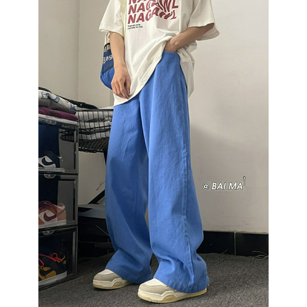Jhzc Quần ống rộng Thời Trang Mùa Hè Phong Cách vintage Mỹ Dành Cho Nam