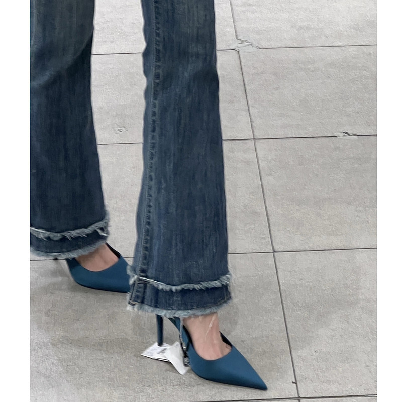 Sandal Cao Gót Mũi Nhọn Hở Ngón Cao Cấp Thiết Kế Mới Thời Trang Mùa Hè Theo Phong Cách Pháp Cho Nữ