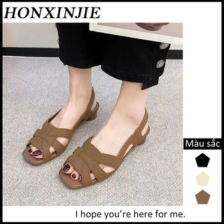  HONGXINJIE dép sandal nữ dép quai hậu nữ 2023NEW Phong cách cao cấp của các đường phố thời trang retro 070418 