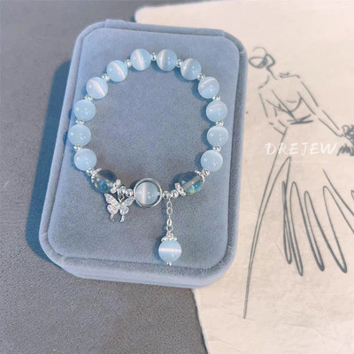 Drejew Kim Cương Zircon Bướm Opal Vòng Tay Thiết Kế Thời Trang Vòng Tay Co Giãn Cá Tính Đa Năng Tính Khí Vòng Tay
