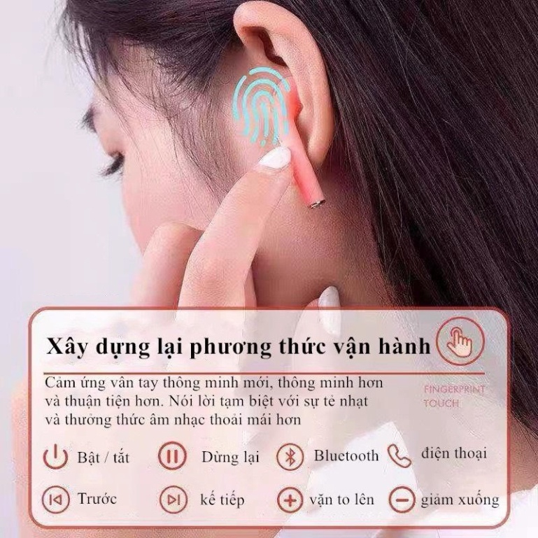 Tai nghe bluetooth không dây i12 v5.0 nút cảm ứng âm thanh HiFi HOT