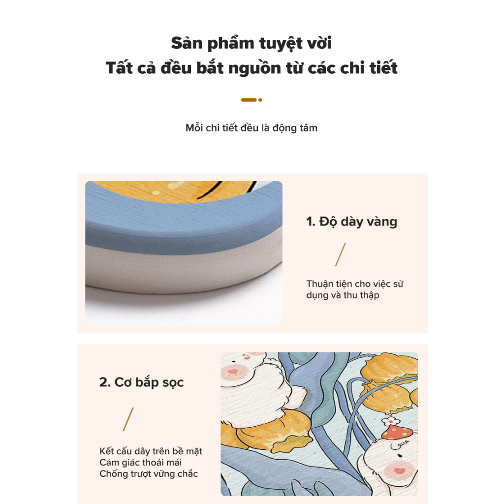 Đế Lót Ly Cứng Thấm Hút Tốt Chống Trượt Họa Tiết Hoạt Hình Dễ Thương