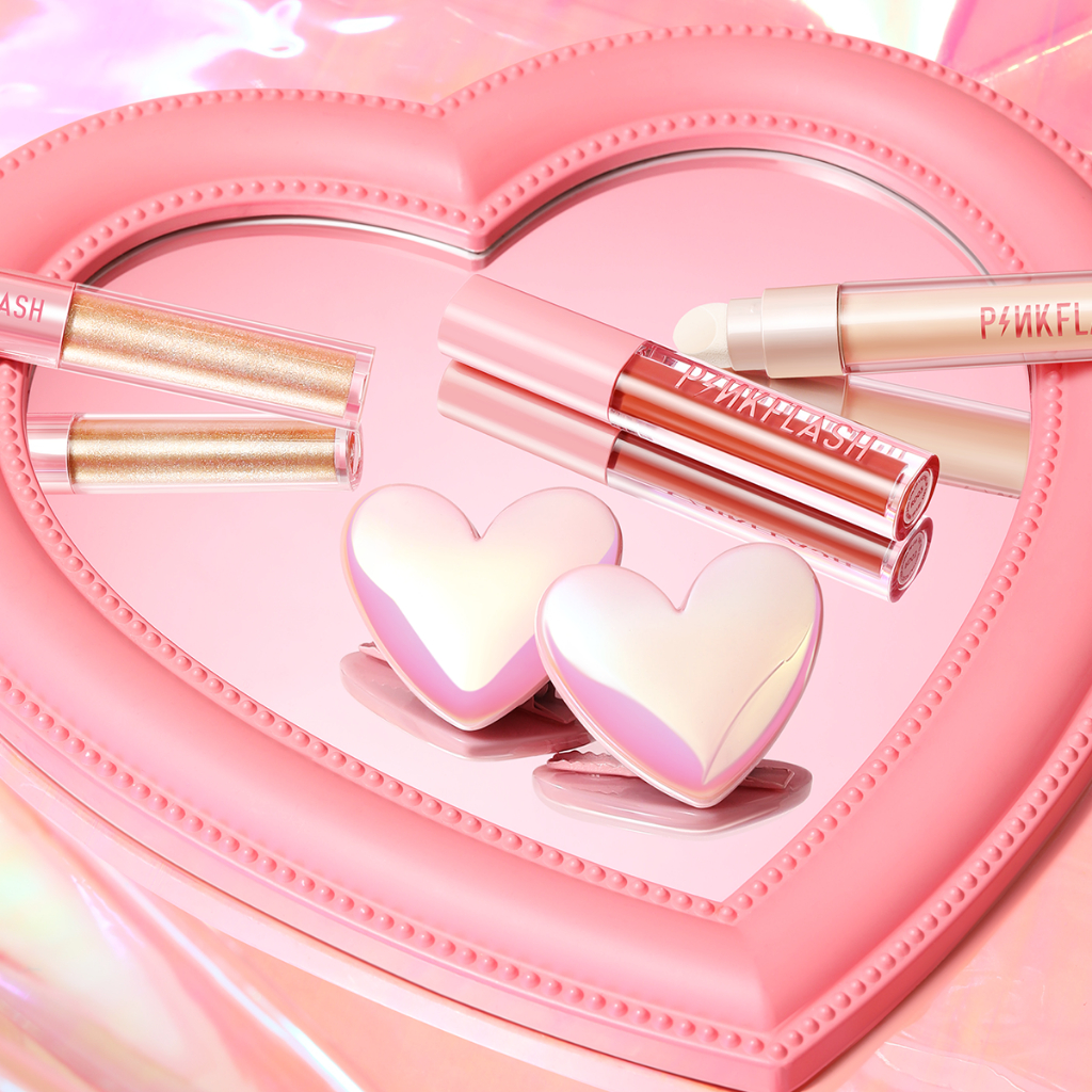 Kẹp tóc PINKFLASH hình trái tim màu hồng dễ thương thời trang dành cho nữ