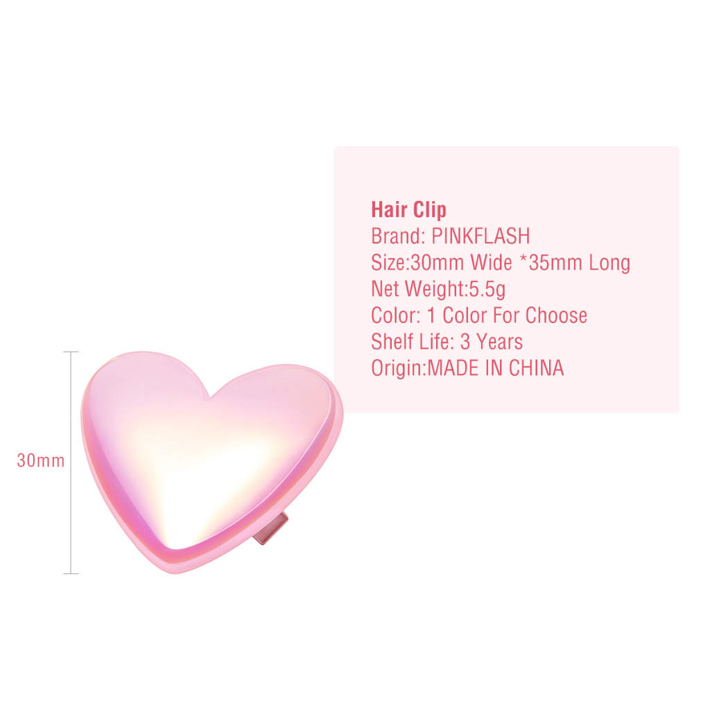 Kẹp tóc PINKFLASH hình trái tim màu hồng dễ thương thời trang dành cho nữ