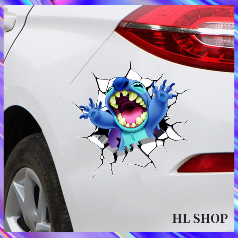Hl Miếng Dán Trang Trí Xe Hơi Họa Tiết Hoạt Hình Stitch Dễ Thương Chống Thấm Nước