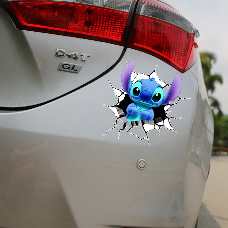 Hl Miếng Dán Trang Trí Xe Hơi Họa Tiết Hoạt Hình Stitch Dễ Thương Chống Thấm Nước