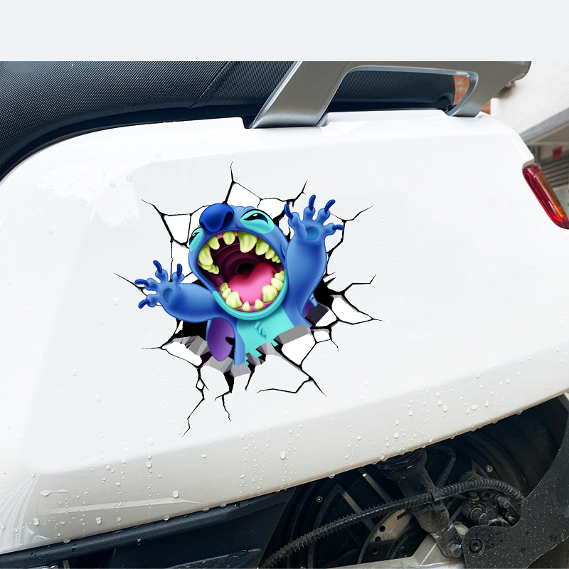 Hl Miếng Dán Trang Trí Xe Hơi Họa Tiết Hoạt Hình Stitch Dễ Thương Chống Thấm Nước