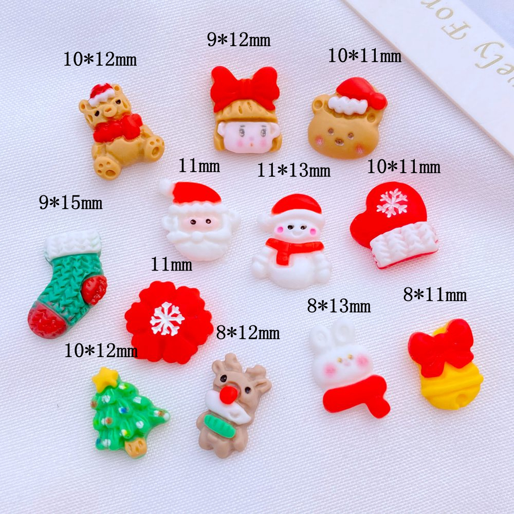 30 miếng mini làm móng tay dễ thương phim hoạt hình giáng sinh dòng nhựa trang trí thủ công mỹ nghệ trang trí nhà dress up phụ kiện làm móng
