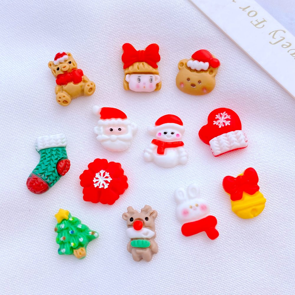 30 miếng mini làm móng tay dễ thương phim hoạt hình giáng sinh dòng nhựa trang trí thủ công mỹ nghệ trang trí nhà dress up phụ kiện làm móng