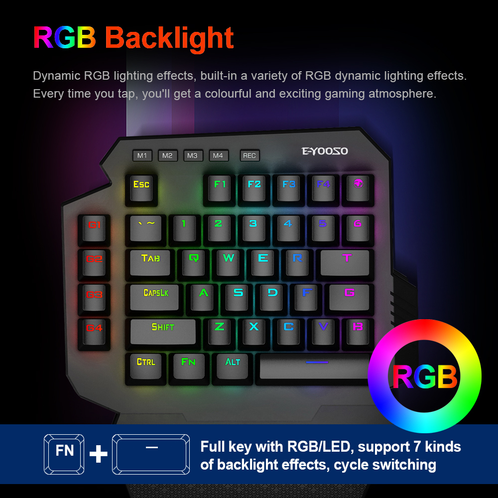 Bàn Phím Mini Không Dây E-YOOSO K722 RGB 2.4Ghz 44 Phím Dành Cho Game Thủ