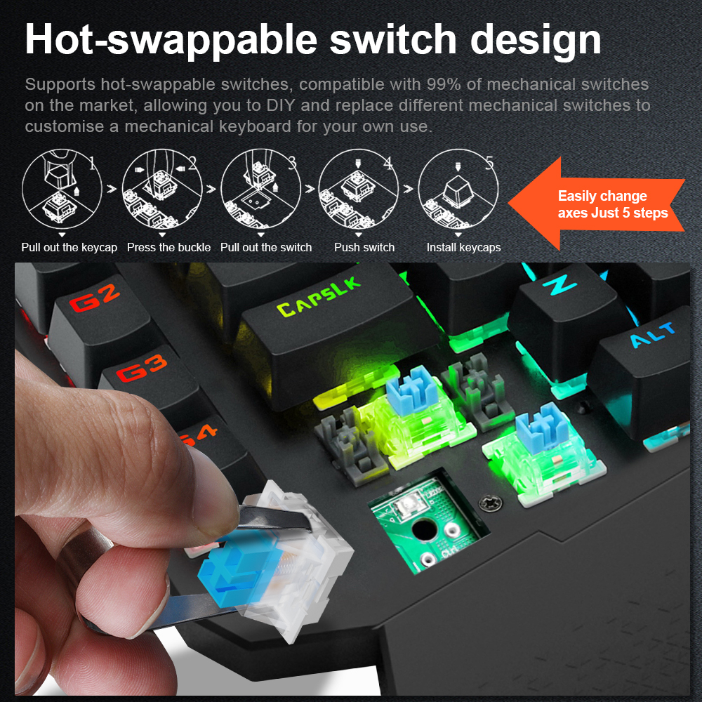 Bàn Phím Mini Không Dây E-YOOSO K722 RGB 2.4Ghz 44 Phím Dành Cho Game Thủ