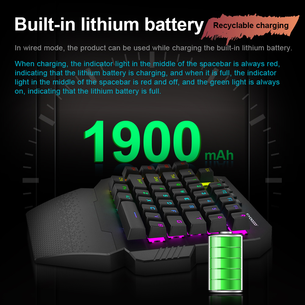 Bàn Phím Mini Không Dây E-YOOSO K722 RGB 2.4Ghz 44 Phím Dành Cho Game Thủ