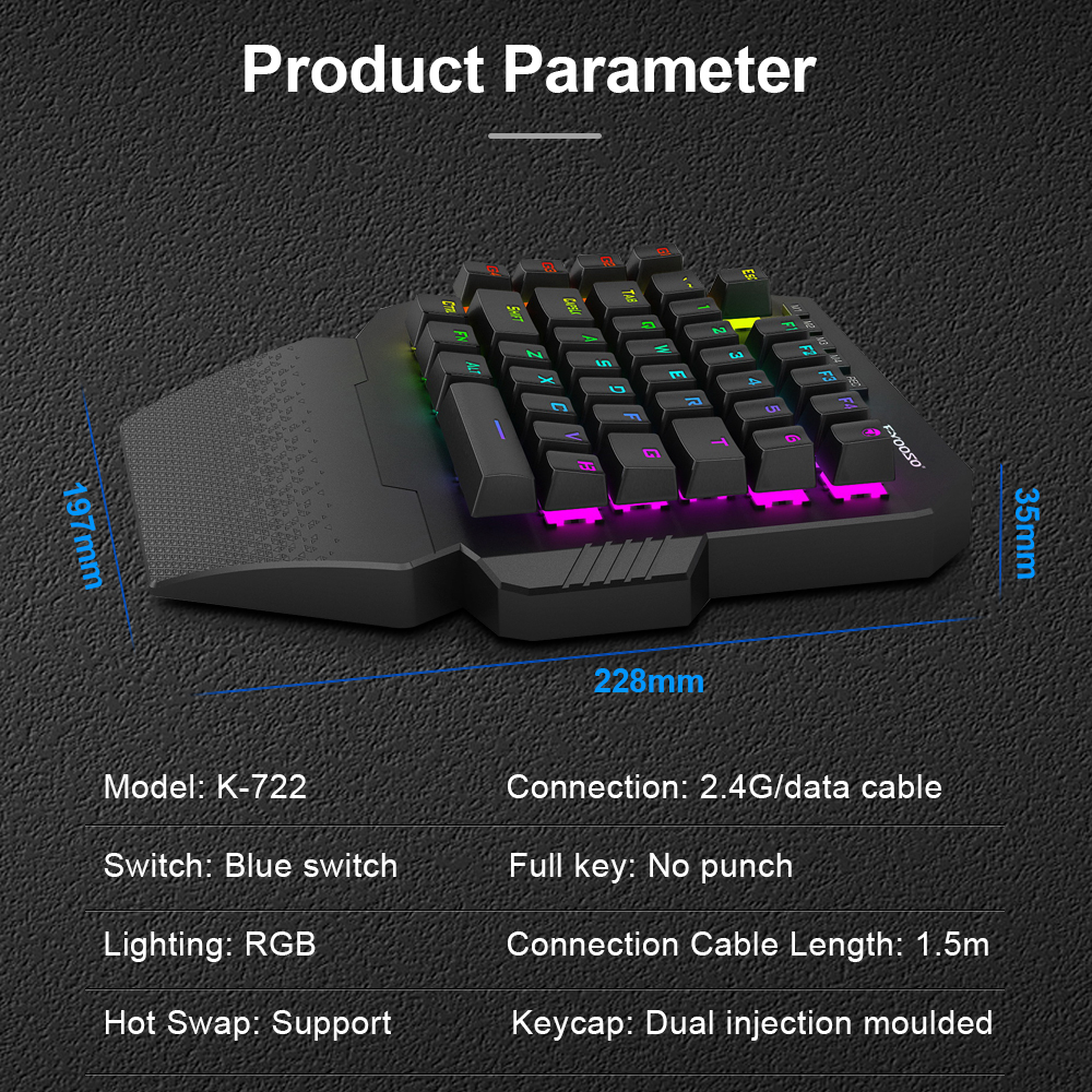 Bàn Phím Mini Không Dây E-YOOSO K722 RGB 2.4Ghz 44 Phím Dành Cho Game Thủ
