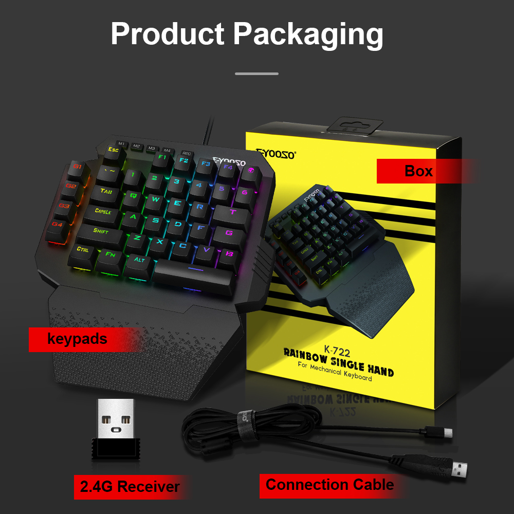 Bàn Phím Mini Không Dây E-YOOSO K722 RGB 2.4Ghz 44 Phím Dành Cho Game Thủ